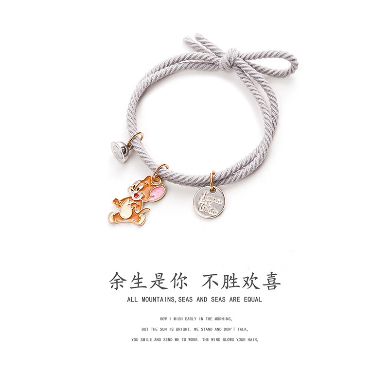 Set 2 Vòng Tay Dây Bện / Hạt Nam Châm Dễ Thương Phù Hợp Cho Cặp Đôi / Tình Bạn