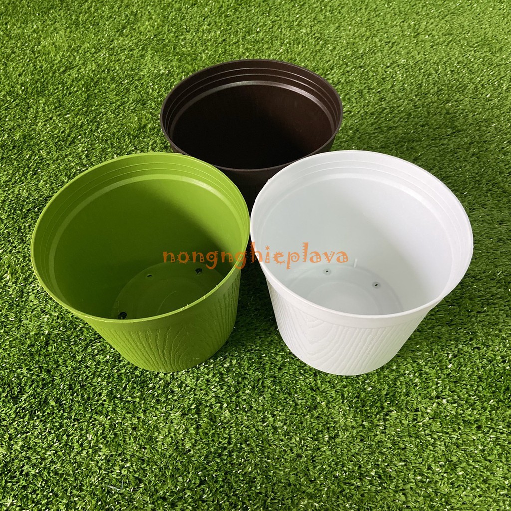 Chậu Nhựa Vân Gỗ Size 15x13cm Nhiều Màu Trồng Cây, Hoa Kiểng