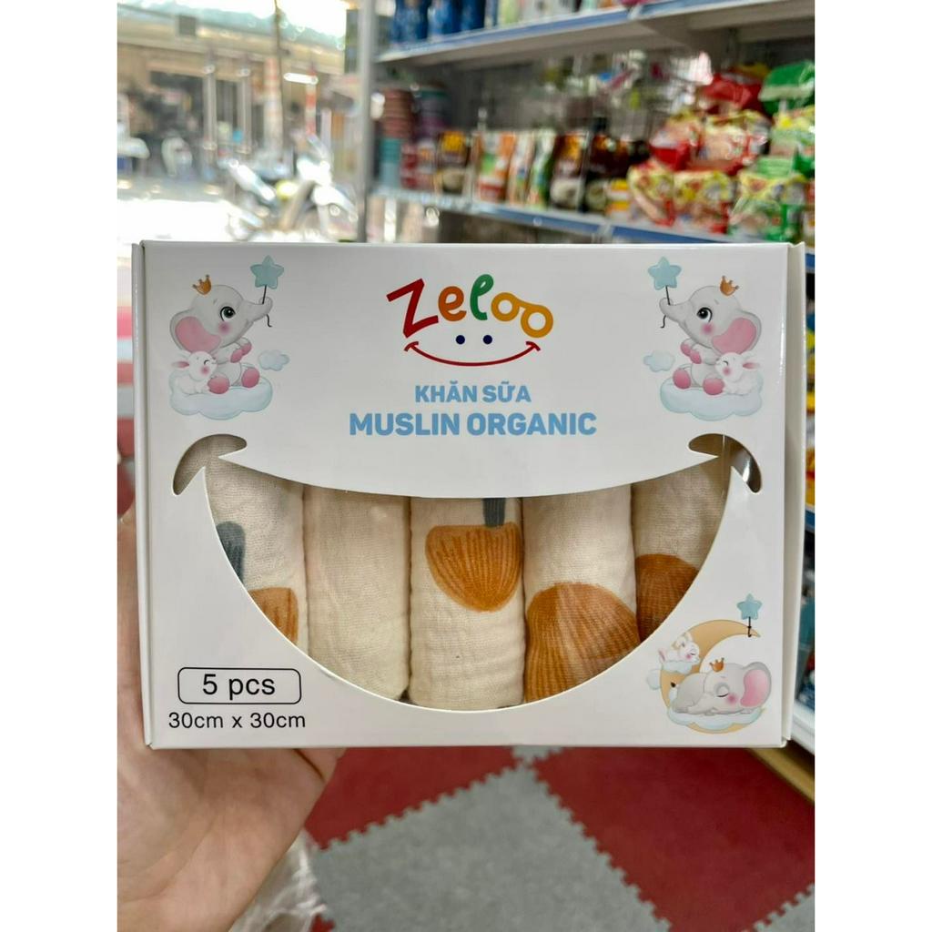 Khăn Sữa Sơ Sinh Muslin Zeloo Cao Cấp, Set 5 Khăn Xô Sữa Trẻ Em