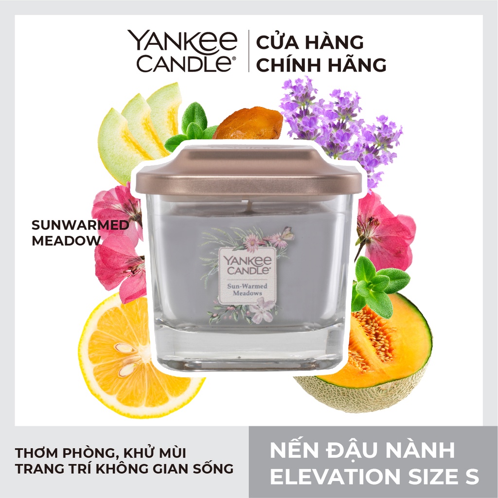 Nến ly vuông Elevation Yankee Candle size S - Sunwarmed Meadow (96g)