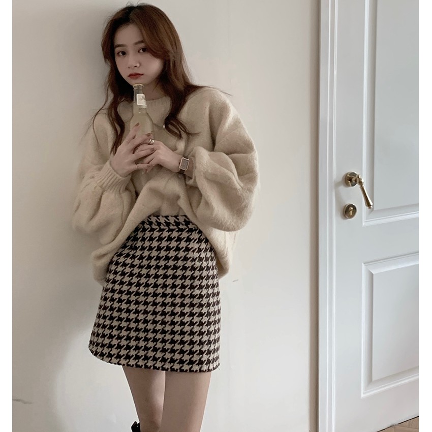 Áo Sweater Dài Tay/ Chân Váy Chữ A Đáng Yêu Phong Cách Mùa Đông Thời Trang Cho Nữ | BigBuy360 - bigbuy360.vn