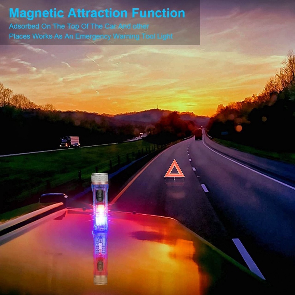 Móc Khóa Đèn Pin Dạ Quang Mini Đa Năng Sạc Nhanh IP66 Chống Nước Có Nam Châm Cảnh Báo