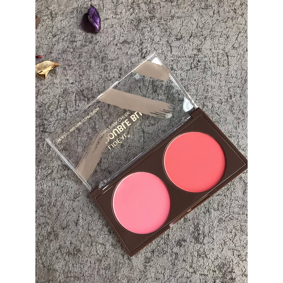 Phấn Má Hồng Mịn Lì 2 Ô Màu LIDÉAL Double Blush Shiny Pink Cheek NO.LD3097