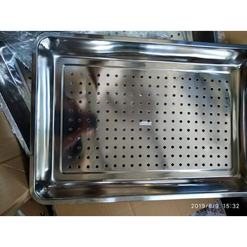 Khay hấp inox cỡ lớn 60 x 40 x 5 sử dụng trong tủ cơm , tủ hấp . Chất liệu SUS 201 và loại cao cấp SUS304