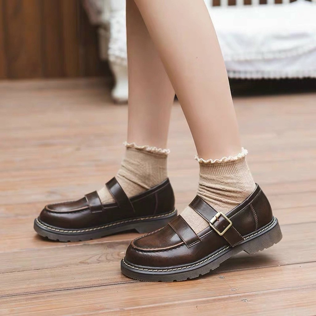 Joshi strap shoes - Giày da bò nữ phong cách vintage, retro