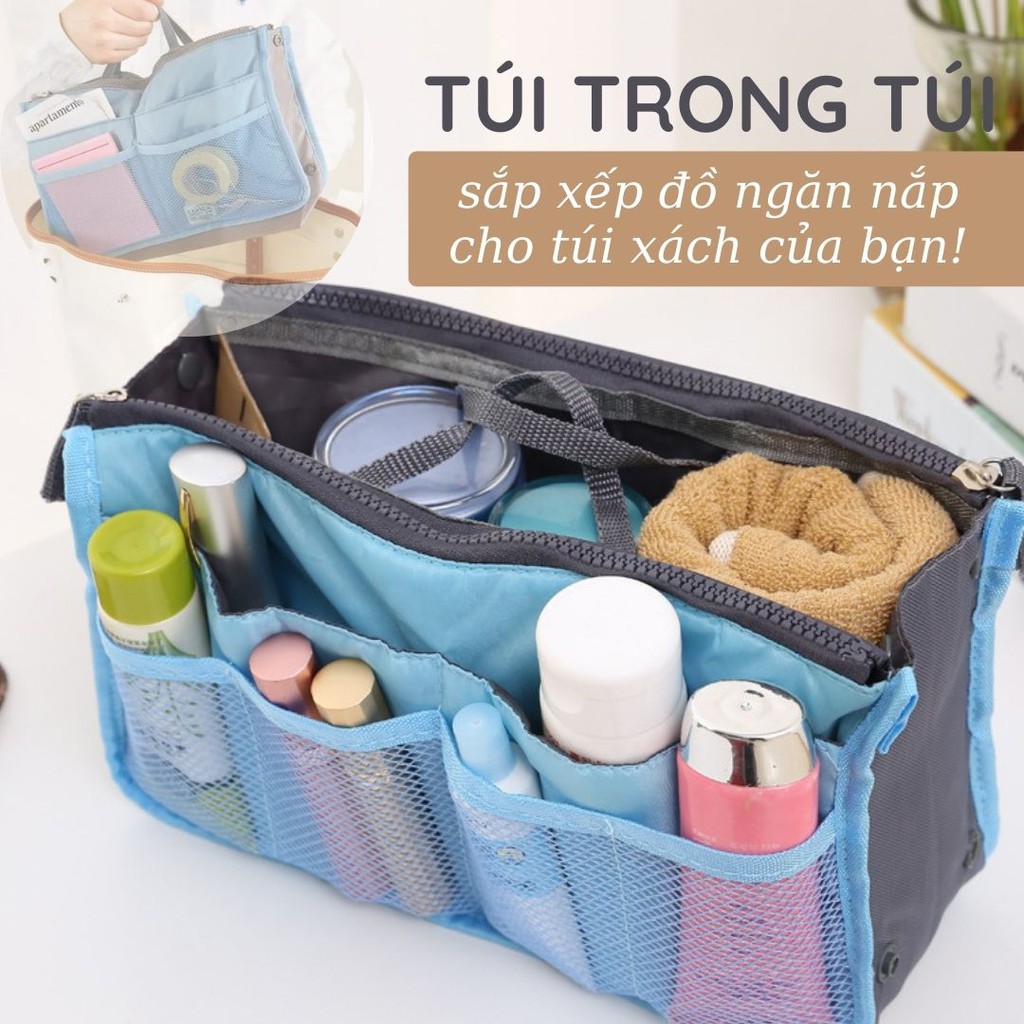 Túi sắp xếp mỹ phẩm đồ trang điểm gọn gàng đặt trong túi xách