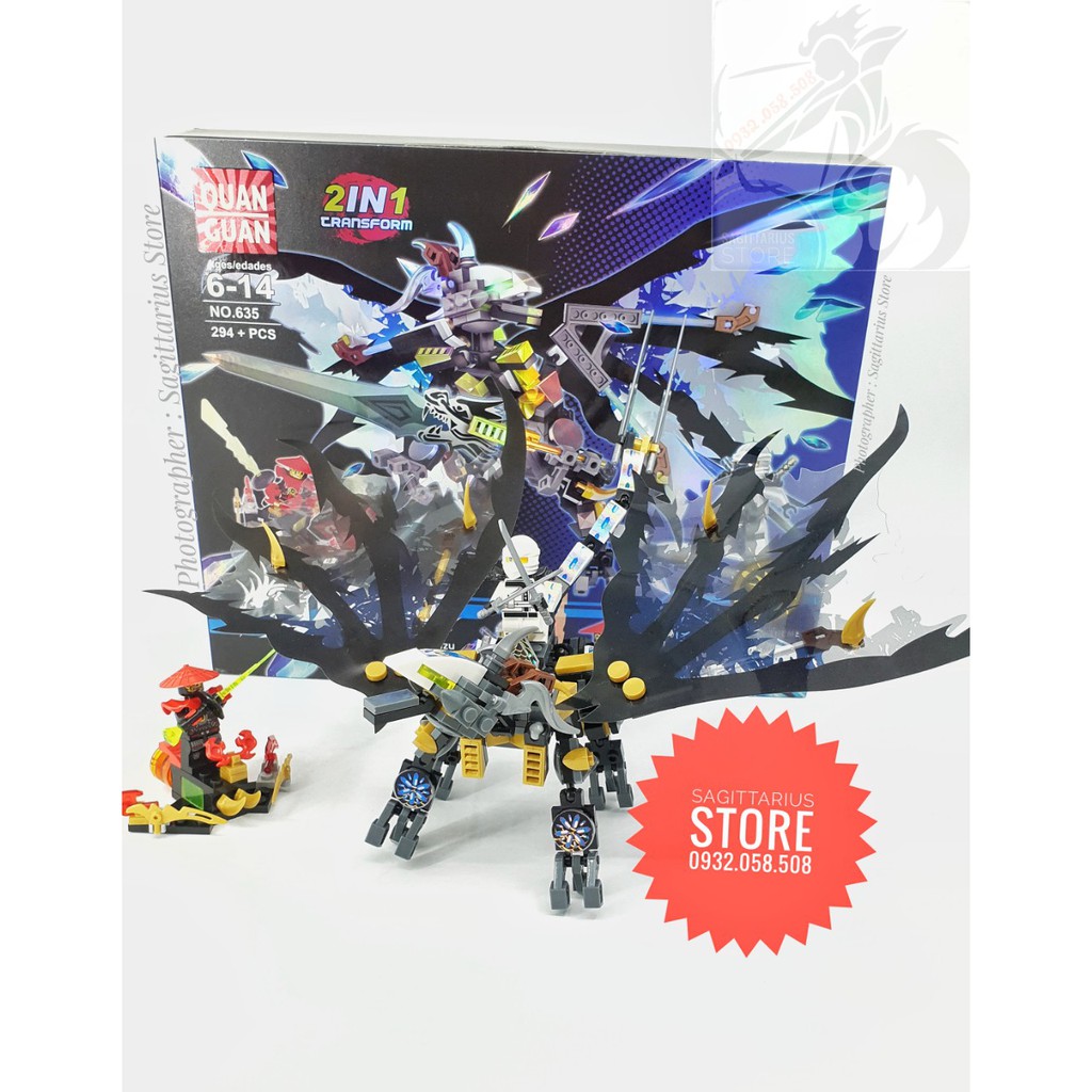 Combo 4 Hộp Lego Lắp Ráp Robot Rồng Bay NinjaGo 2 in 1 - Quan Guan 634 ~ 637