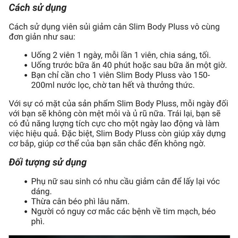Viên Sủi Giảm Cân Slim Body uýp 20v