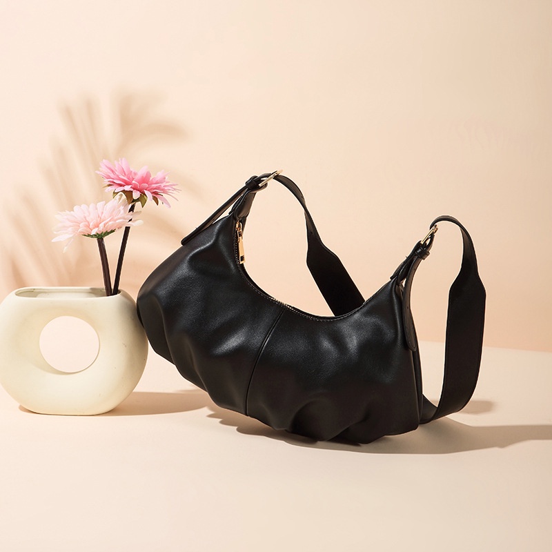 Túi đeo vai kiểu dáng bánh bao phối dây khóa kéo phong cách Hàn Quốc thời trang cho nữ IELGY