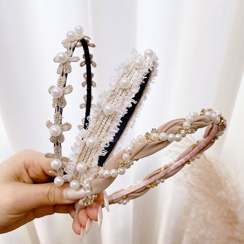 Băng Đô Cài Tóc Đính Ngọc Trai Nhân Tạo Phong Cách Hàn Quốc Thời Trang Cho Nữ