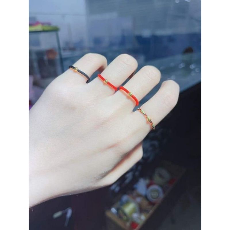 Nhẫn chỉ đỏ mic charm bi bạc xi vàng định nhân duyên kết hạnh phúc đeo nam nữ cặp đôi unisex