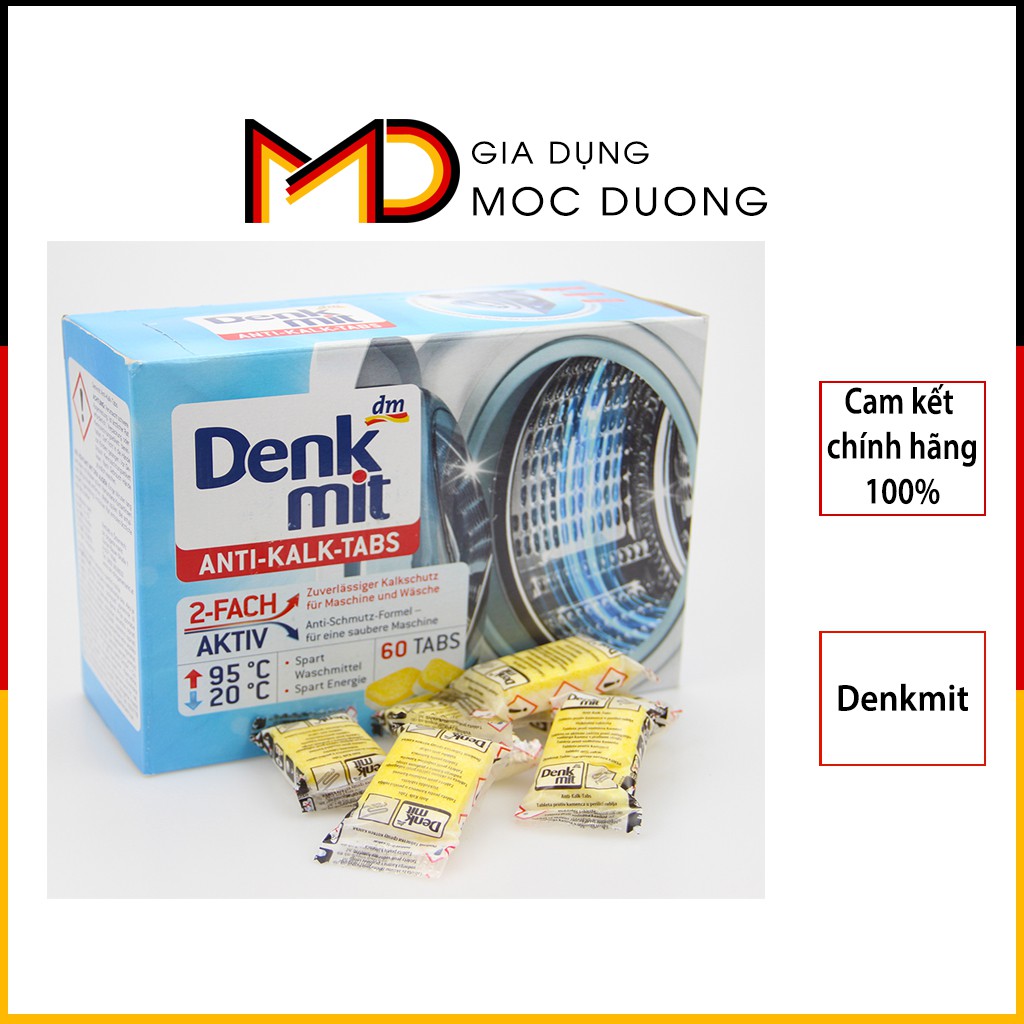 Hộp 60 viên tẩy lồng máy giặt DENKMIT, chính hãng, hàng nhập Đức, Gia dụng Mộc Dương