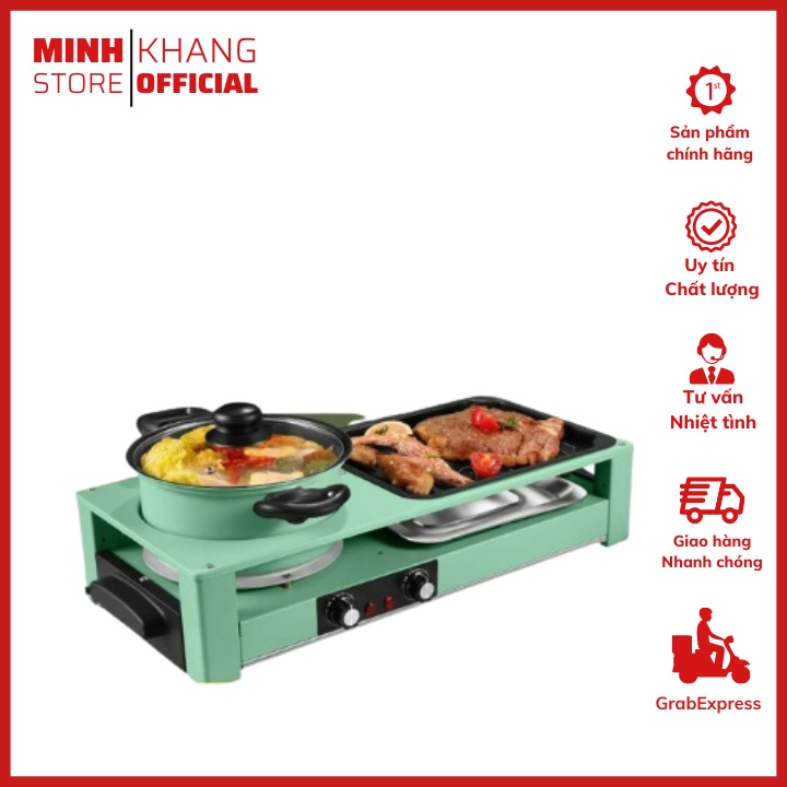 Bếp lẩu nướng đa năng 2in1 Nineshield tiện lợi cho gia đình nhỏ bảo hành 12 tháng