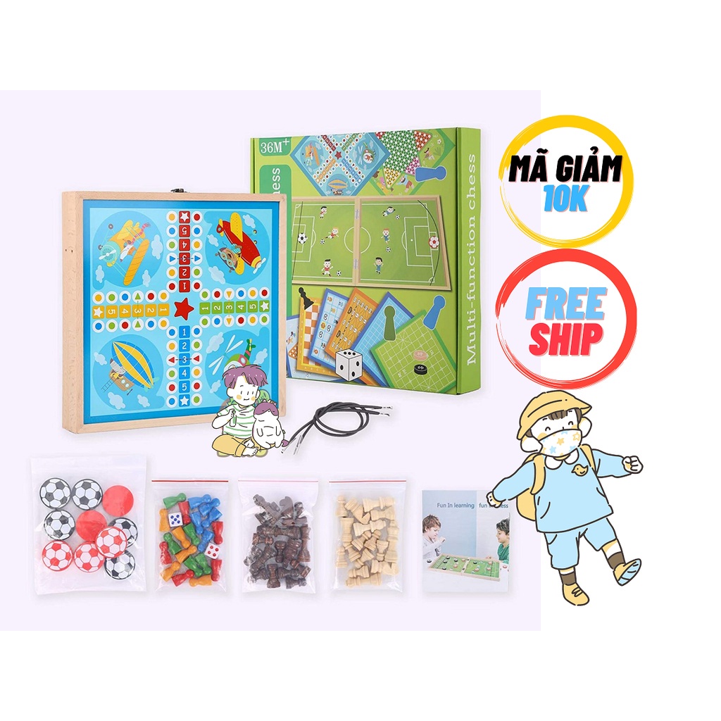 Bộ Cờ 3in1: Cờ Vua , Cá Ngựa và Búng Giúp Bé Vừa Học và Chơi Thỏa Thích