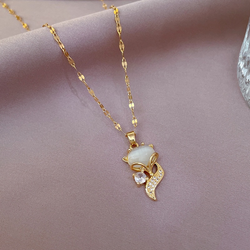 Vòng cổ nữ, dây chuyền, dây titan không gỉ ,đính đá nhân tạo, sang trọng và thanh lịch LOZI (VCNU10)