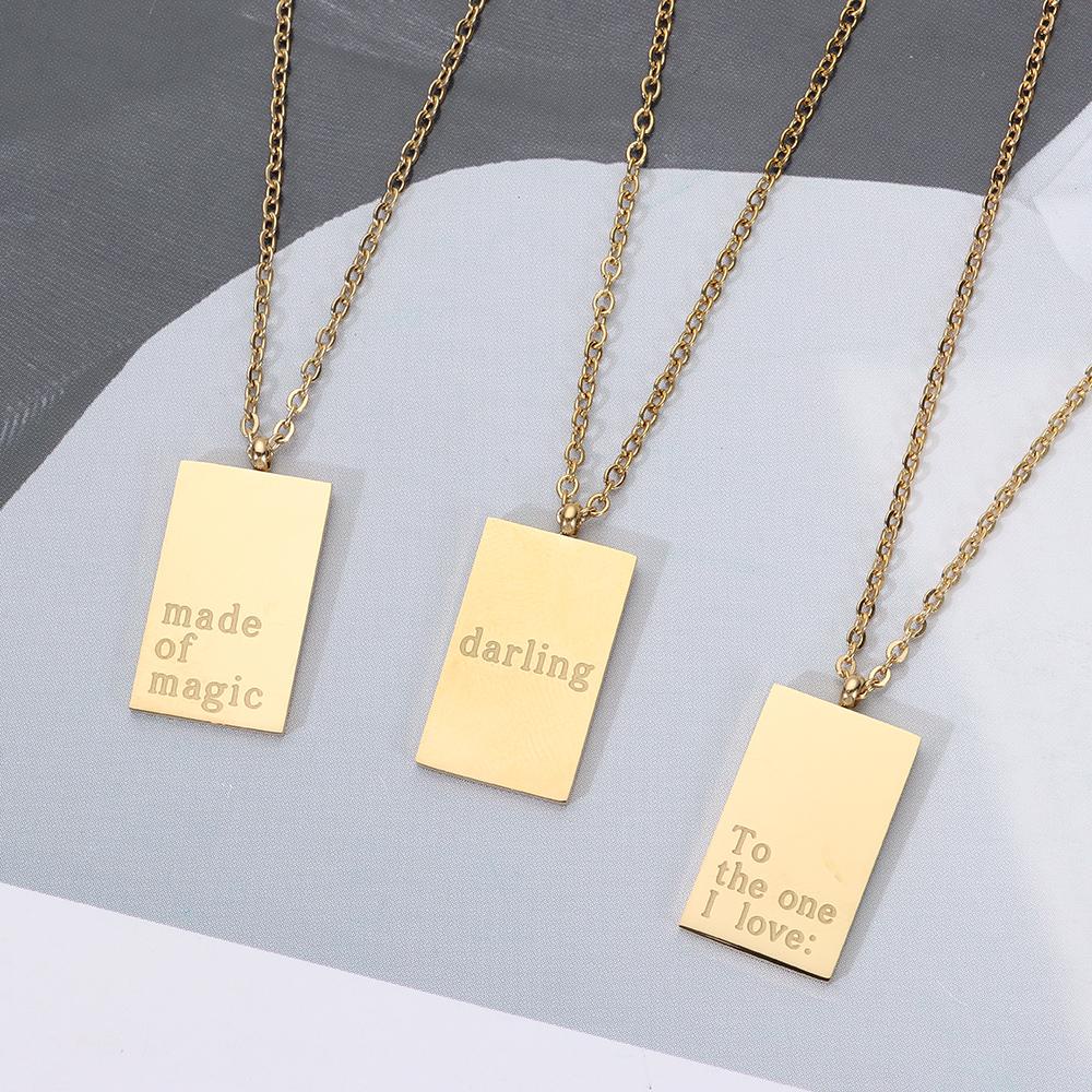 Vòng cổ Mặt Vuông Khắc Chữ 1 Thời Trang Mới Dùng Làm Quà Tặng Valentine