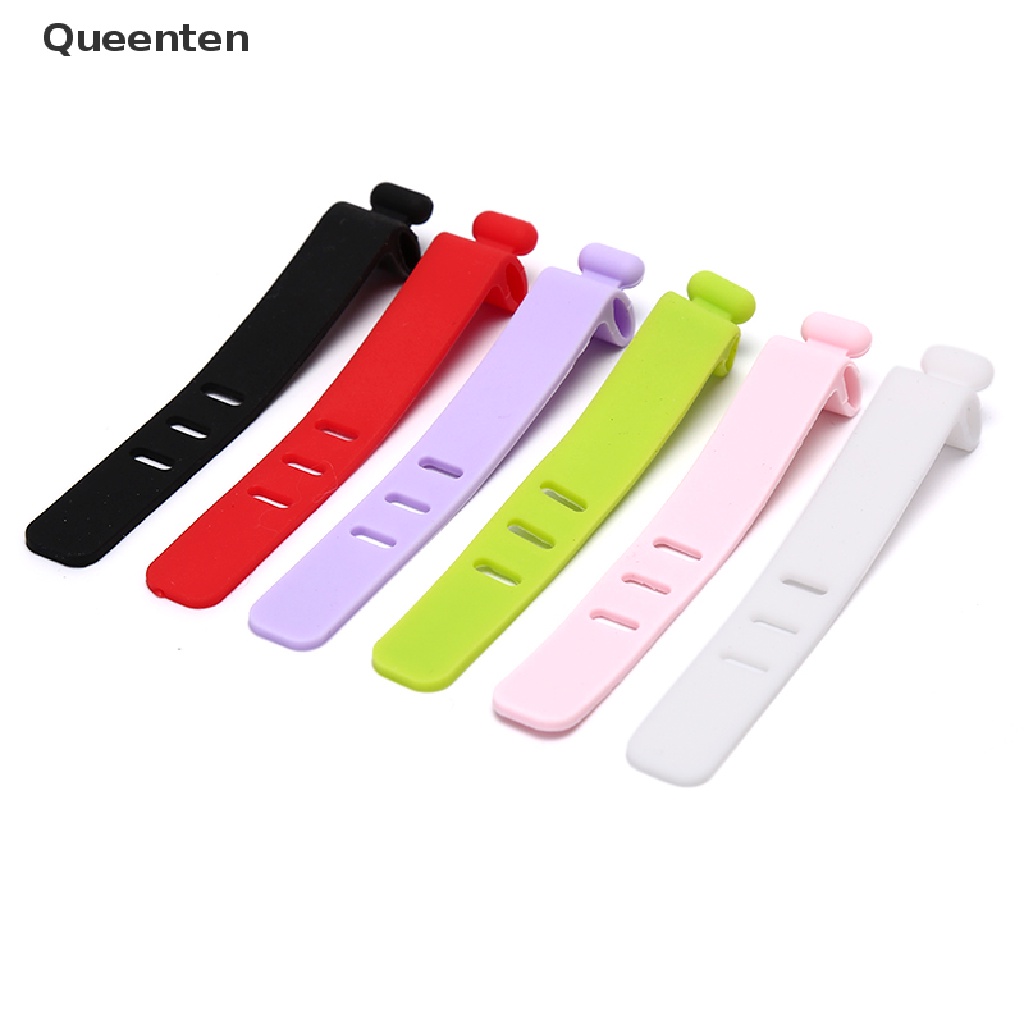 Queenten Silicone Data Cable Organizer Headphone Cord Finishing Buckle Wrap Tie Strap QT
