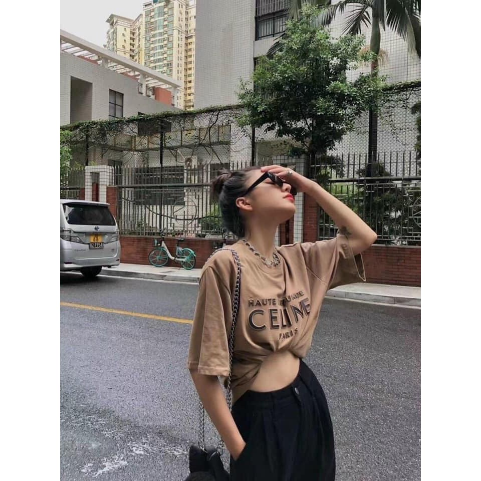 Áo Cotton Dập Nổi Tông Màu Nâu Bò Hot Trend - Hàng mới về