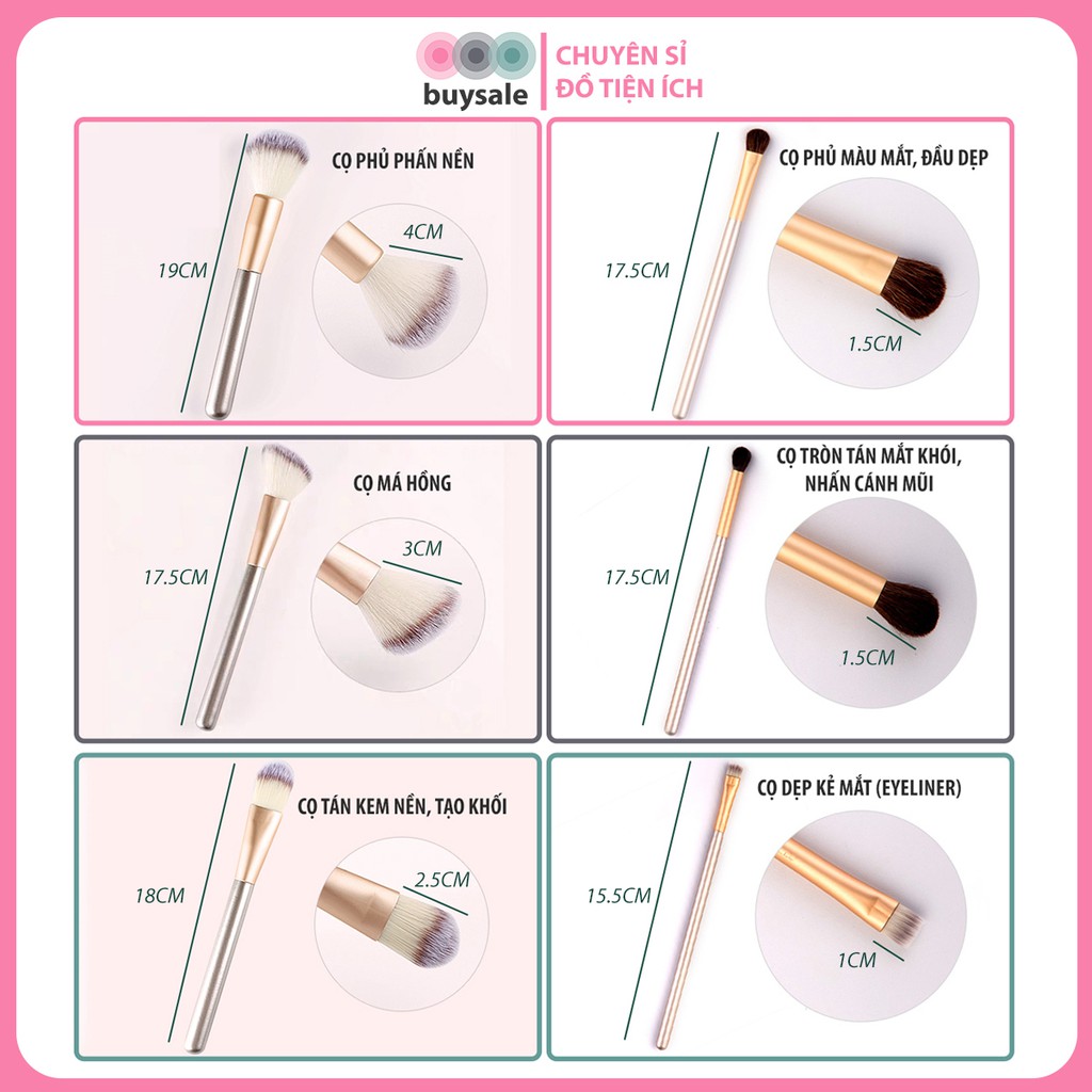 Bộ 12 cọ trang điểm cá nhân có bao da bảo quản - buysale - BSPK167