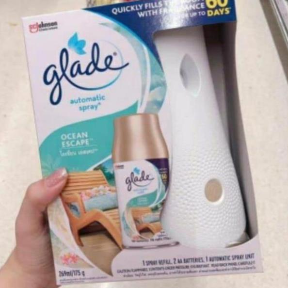 Máy xịt thơm phòng tự động GLADE, xịt phòng tự động có 9 Hương Thơm Dịu Nhẹ, Thay Lõi 269ml,
