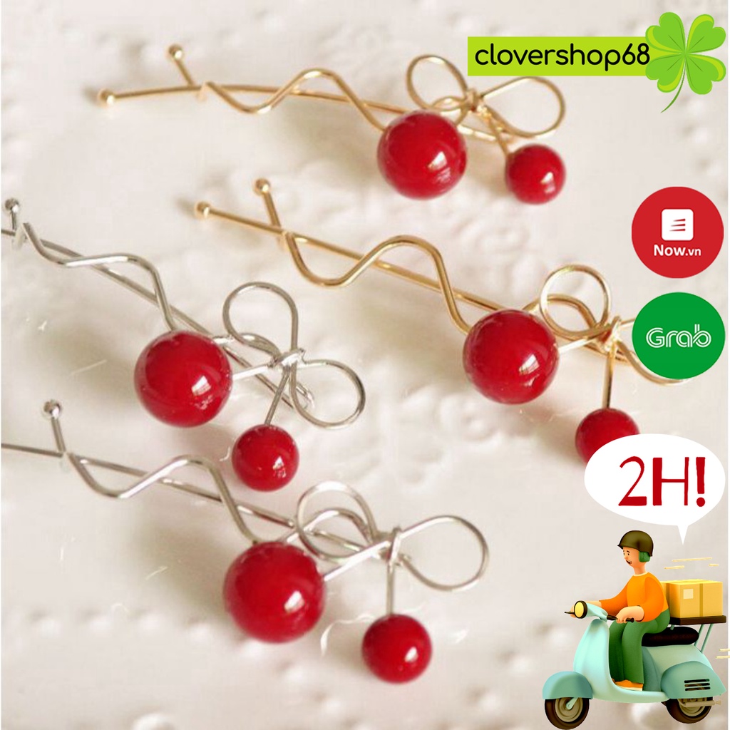 (Sỉ 6,5k) Kẹp Tóc Anh Đào Cherry Kim Loại   Clovershop68