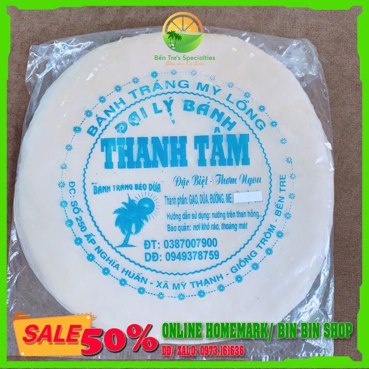 Bánh tráng dừa Mỹ Lồng🌴🌴 đặc sản bến tre (bịch 10 bánh chưa nướng mè trắng/mè đen)) 450g - BEN TRE SPECIALTIES