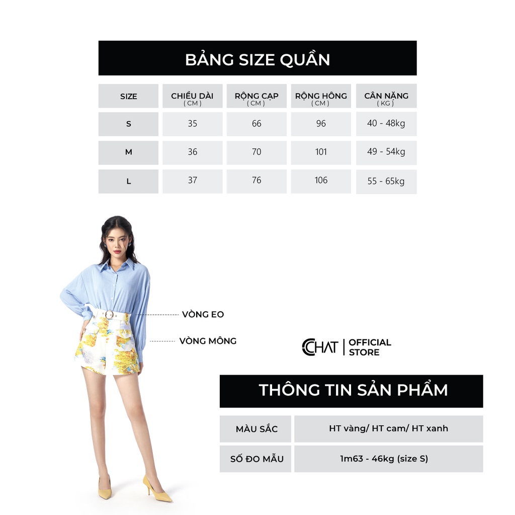 Quần Đùi Nữ 𝐂𝐂𝐇𝐀𝐓 Họa Tiết Túi Ốp Chất Tafta Cao Cấp Phong Cách Trẻ Trung 12ONB5006AT