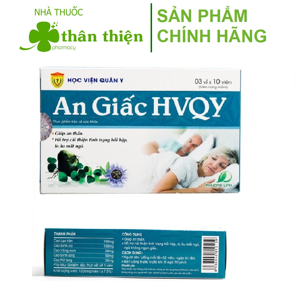An Giấc HVQY – Hỗ trợ an thần, ngủ ngon, giảm lo âu, hồi hộp ngủ không sâu giấc (30 viên)