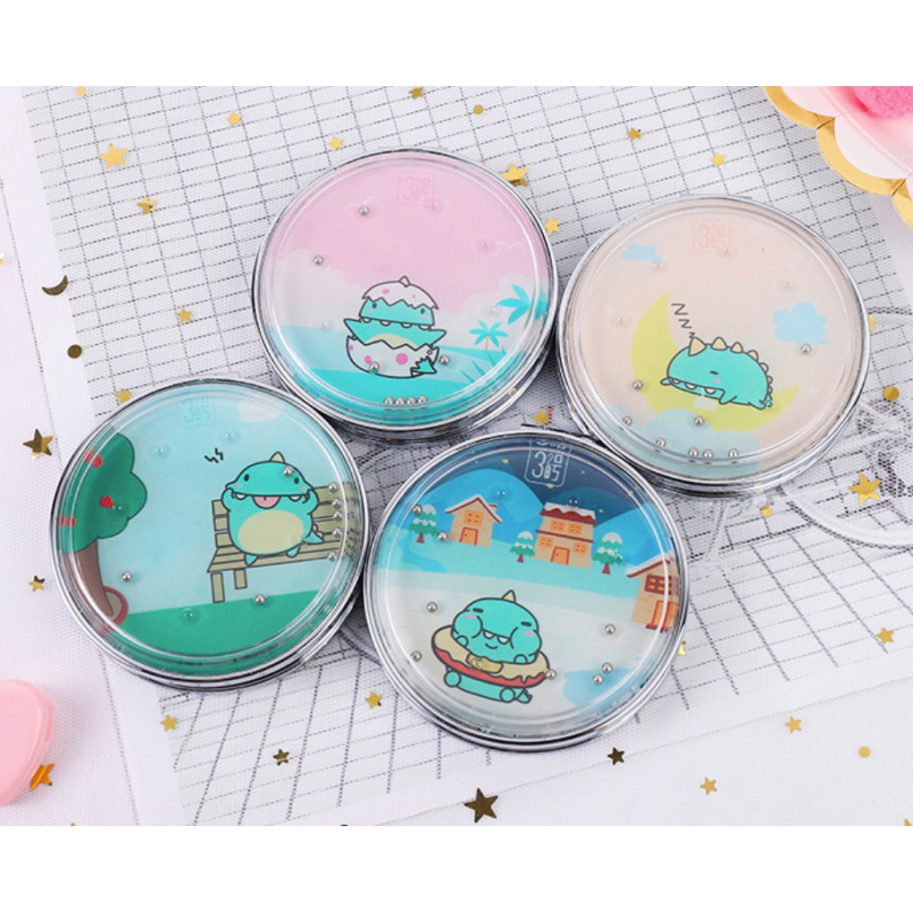 Gương tròn 2 mặt cầm tay mini Mua Tất khủng long (muatatshop)