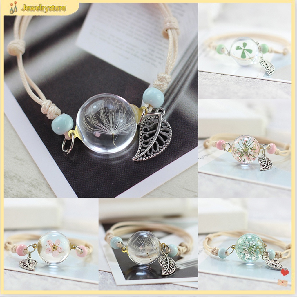 Vòng tay mặt hoa bồ công anh khô thời trang