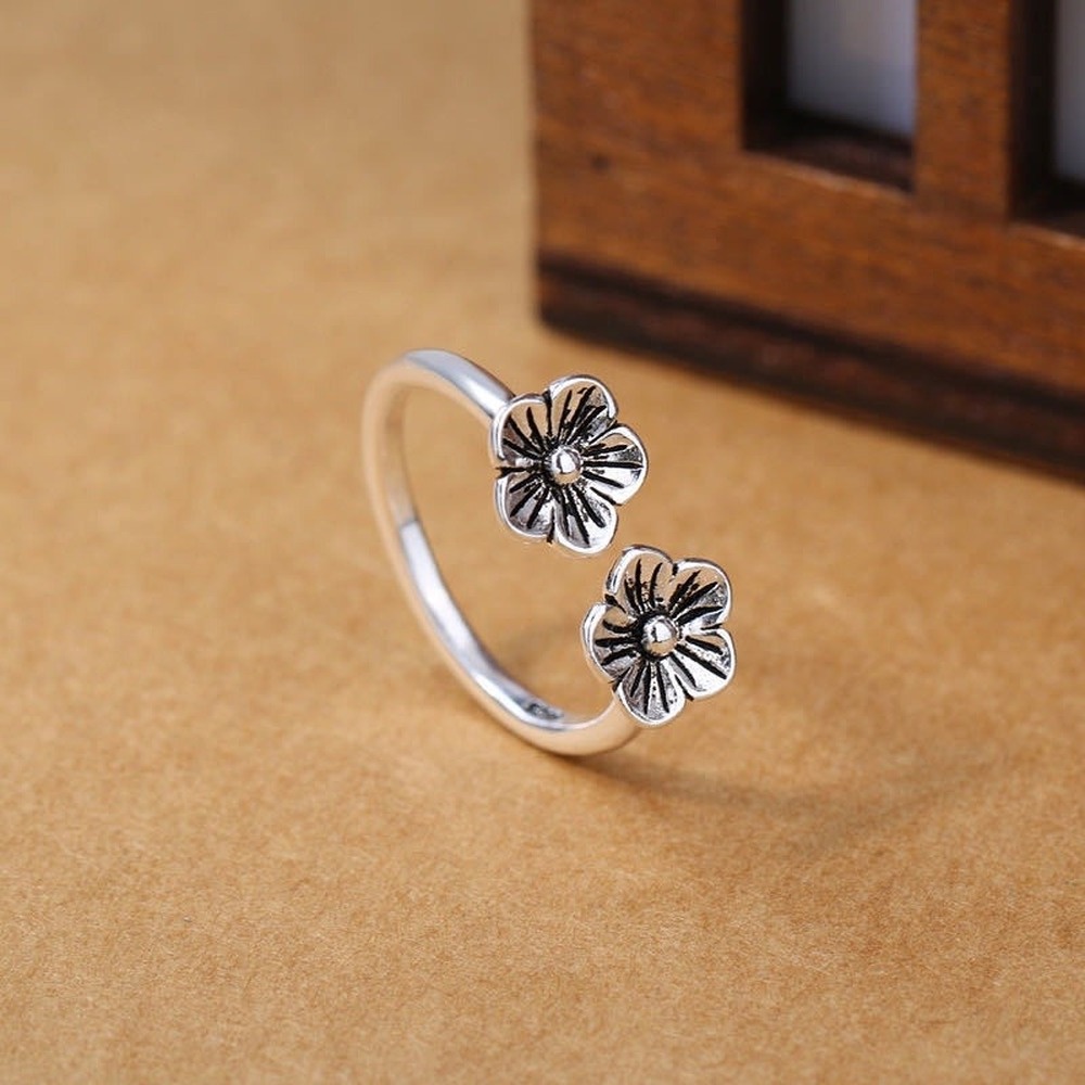 Nhẫn mạ bạc 925 thiết kế đơn giản phong cách Hàn Quốc xinh xắn