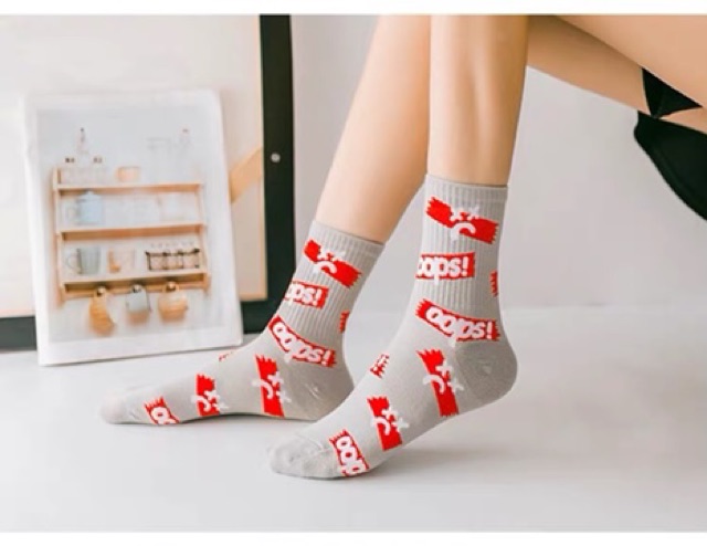 Vớ tất cao cổ họa tiết chữ hàng Quảng Châu