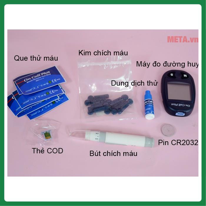 [Thương Hiệu Mỹ] Máy đo đường huyết On Call PLus - Tặng Kèm 25 que thử - Đo Chính Xác 99% trước và sau khi ăn