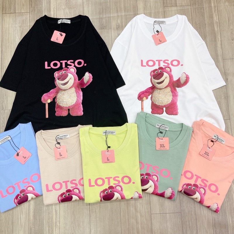 Áo Thun Tay Ngắn UNISEX IN DECAL GẤU LOTSO - Hình chụp thật