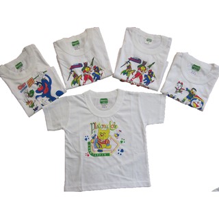 Combo 5 Áo tay ngắn cotton bossini trắng bé trai