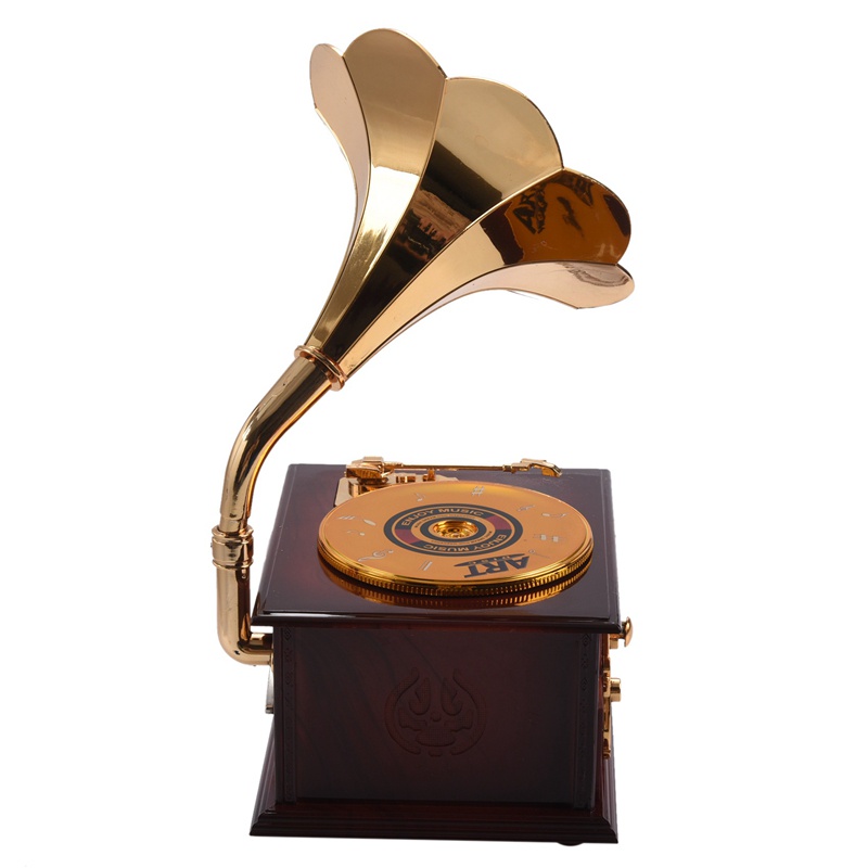 Hộp Nhạc Hình Gramophone Phong Cách Vintage Lãng Mạn Màu Sắc