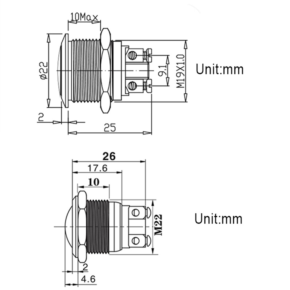 Công Tắc Nút Nhấn Thông Minh Nhiều Màu Chống Nước 12v 22V 220v 24v 22 / 19 / 16 / 12mm Cho Xe Hơi