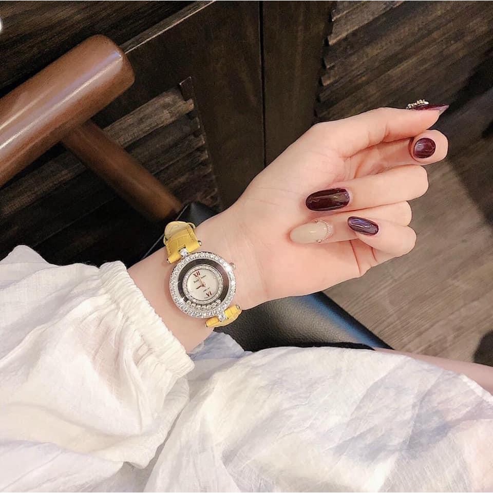 Đồng hồ nữ ROYAL CROW dây da mặt đính đá thời thượng hot trend thời trang giới trẻ, chống nước , bảo hành 12 tháng