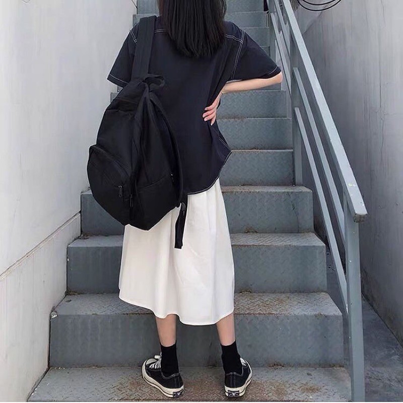 Chân Váy Kaki 🌸 Chân Váy Xoè Dáng Dài Trơn Ulzzang 2 Màu Đen|Trắng Basic | BigBuy360 - bigbuy360.vn