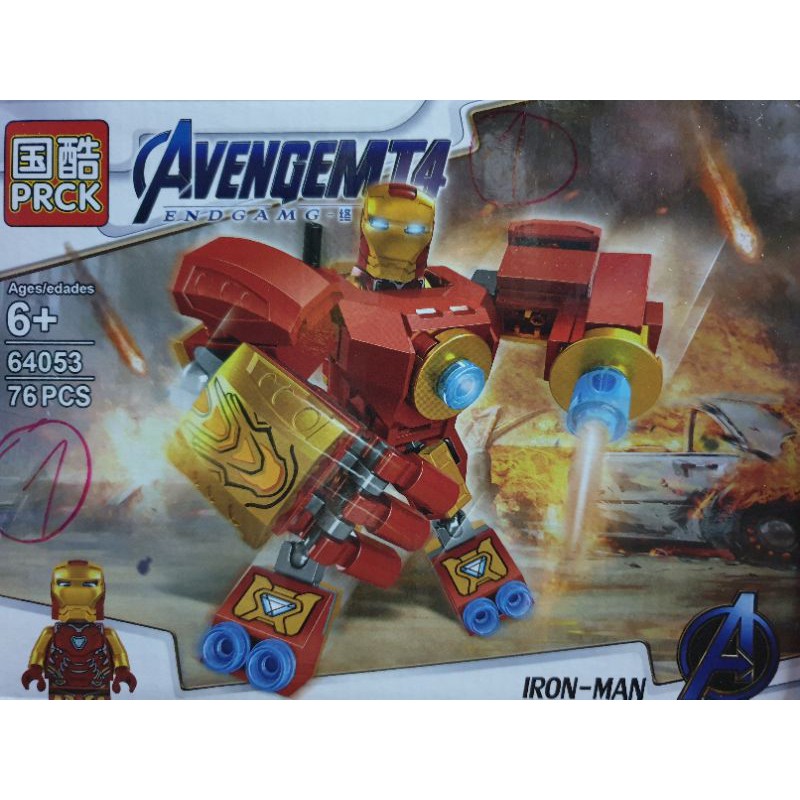 lego prck 64053 super heroes mavel siêu anh hùng người sắt khổng lồ xanh nhện nhọ đội trưởng mỹ lắp ghép hình thông minh