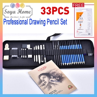Bộ 33 bút chì vẽ phác thảo Cao Cấp chuyên nghiệp bộ dụng cụ vẽ truyền thần