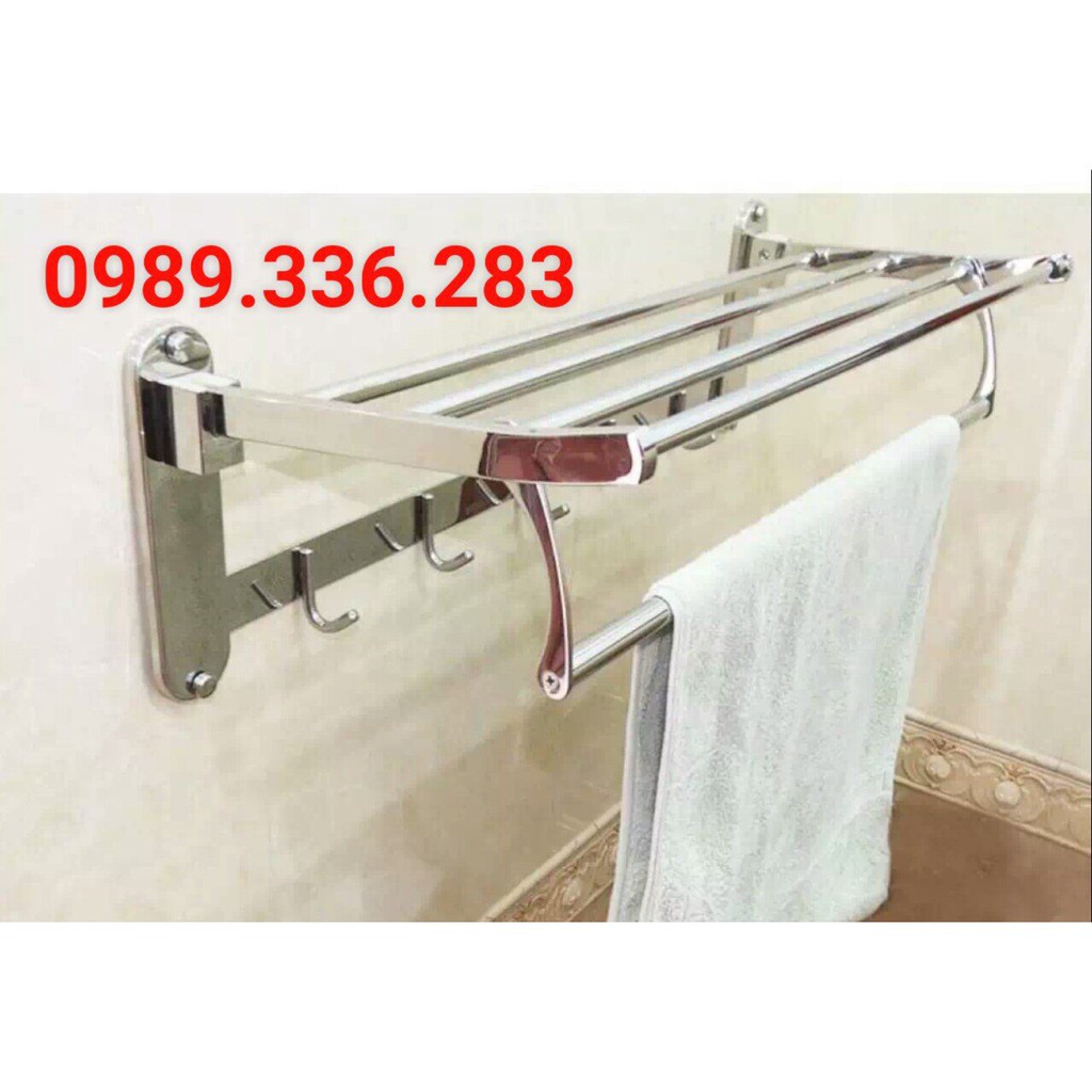 VẮT KHĂN GIÀN INOX 304 CHUẨN XỊN, GIÁ TREO KHĂN TẮM, MÁNG KHĂN 2 TẦNG CÓ MÓC TREO QUẦN ÁO