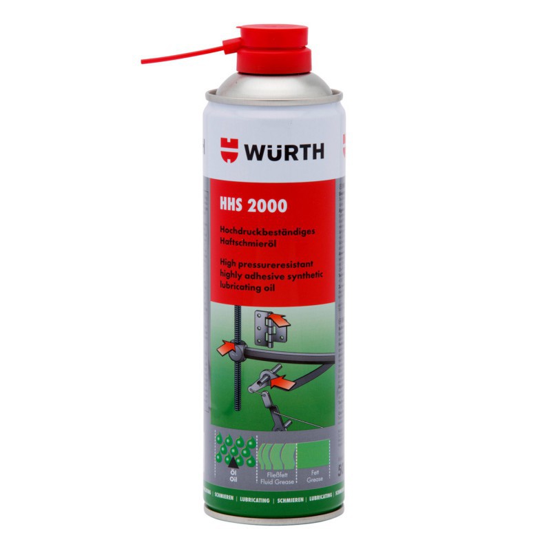 Mỡ bò nước dạng xịt bôi trơn chịu nhiệt Wurth HHS 2000 500ml ducthanhauto