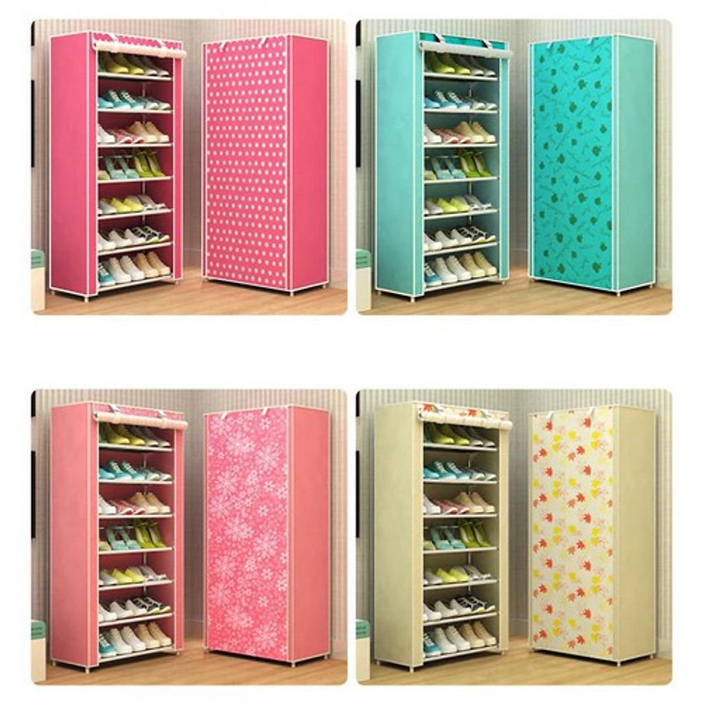 Tủ vải để giày đa năng 7 tầng hoa văn