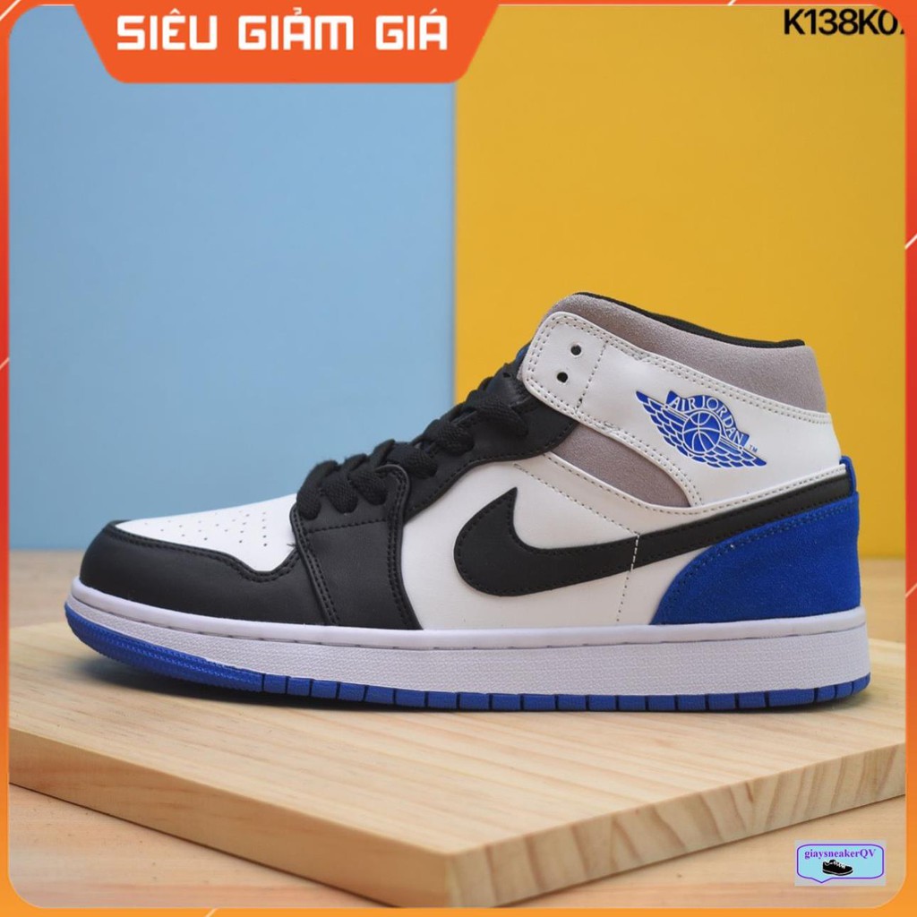 Giày thể thao Air Jordan 1 Mid SE White Black Royal   siêu đẹp dành cho nam và nữ
