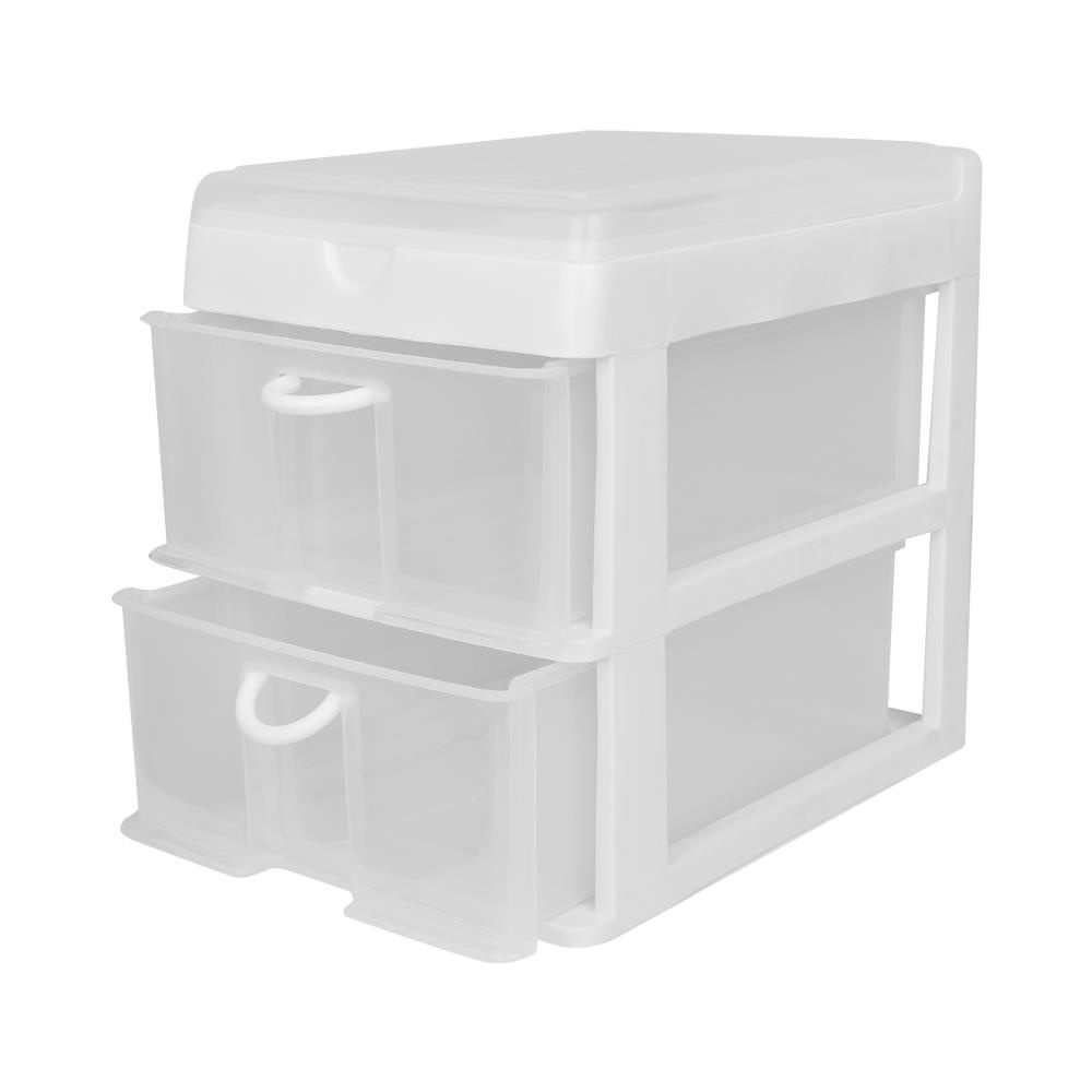 HomeBase JCP Tủ nhựa mini để bàn 2 ngăn kéo 5891 Thái Lan W26xH34.5xD33cm màu trắng