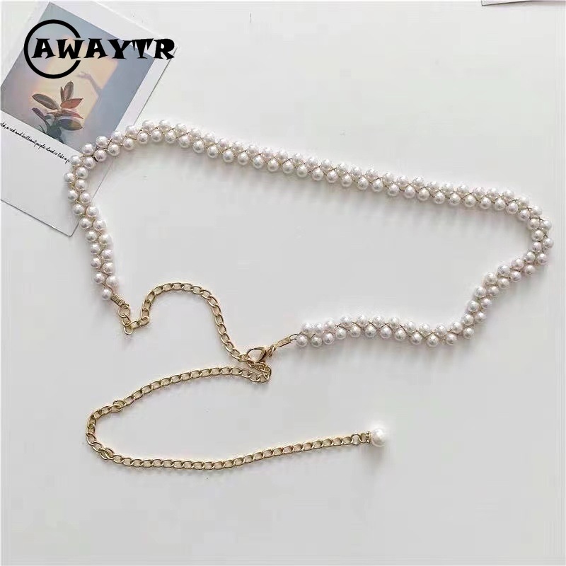 Thắt Lưng Dây Xích Đính Ngọc Trai Trang Trí Đầm / Quần Jean Thời Trang Cho Nữ