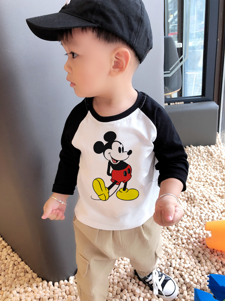 ❀ 2 Màu MICKEY Hoạt Hình In Hình Trẻ Em Đồ Họa Áo Thun Tay Dài Quần Áo Thời Trang Cho Bé Trai Bé Gái