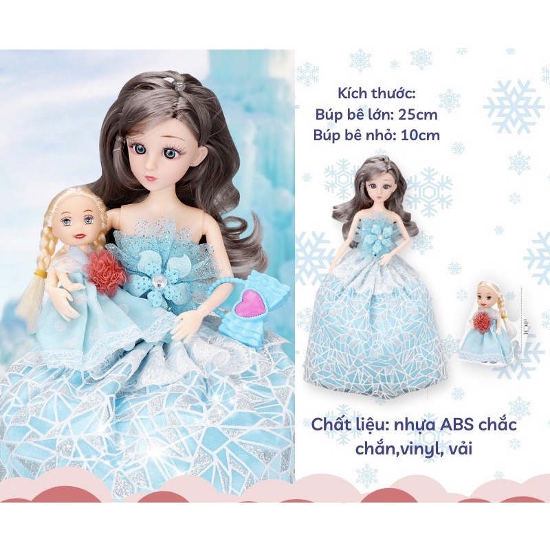 Set búp bê xanh cỡ lớn, Búp bê Barbie công chúa Elsa búp bê thay váy, búp bê công chúa tóc may, hộp quà tặng cho bé gái