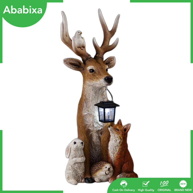 [Ababixa] Tượng Điêu Khắc Nghệ Thuật Hình Hươu Năng Lượng Mặt Trời Thiết Kế Đơn Giản Bằng Nhựa Resin Làm Quà Lưu Niệm Trang